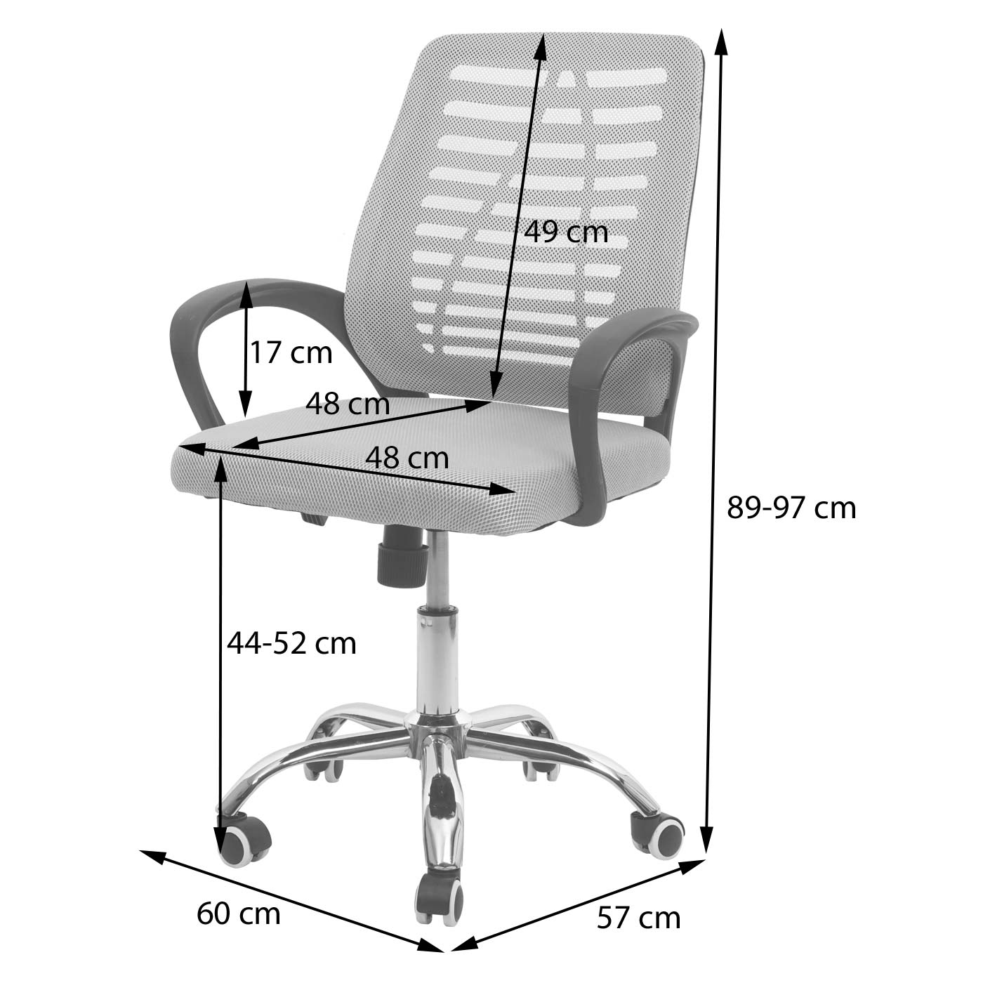 Cosmo Casa - Bureaustoel - Ergonomisch - Mesh - Grijs