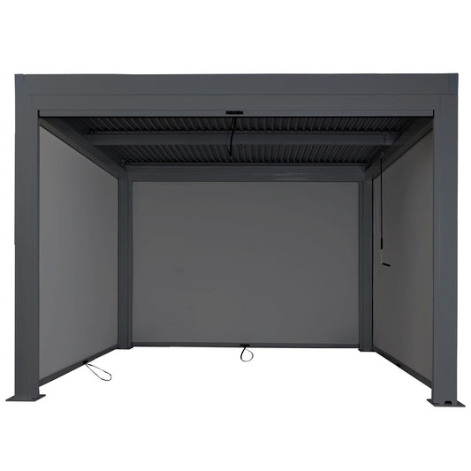 Cosmo Casa - Pergola met Zijwand - Lamellenpaviljoenrolgordijn Stormvast - Aluminium Frame - Antraciet - 3×3 m