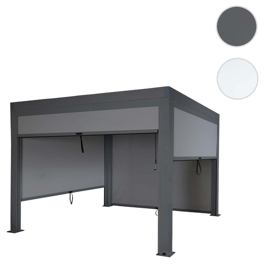 Cosmo Casa - Pergola met Zijwand - Lamellenpaviljoenrolgordijn Stormvast - Aluminium Frame - Antraciet - 3×3 m