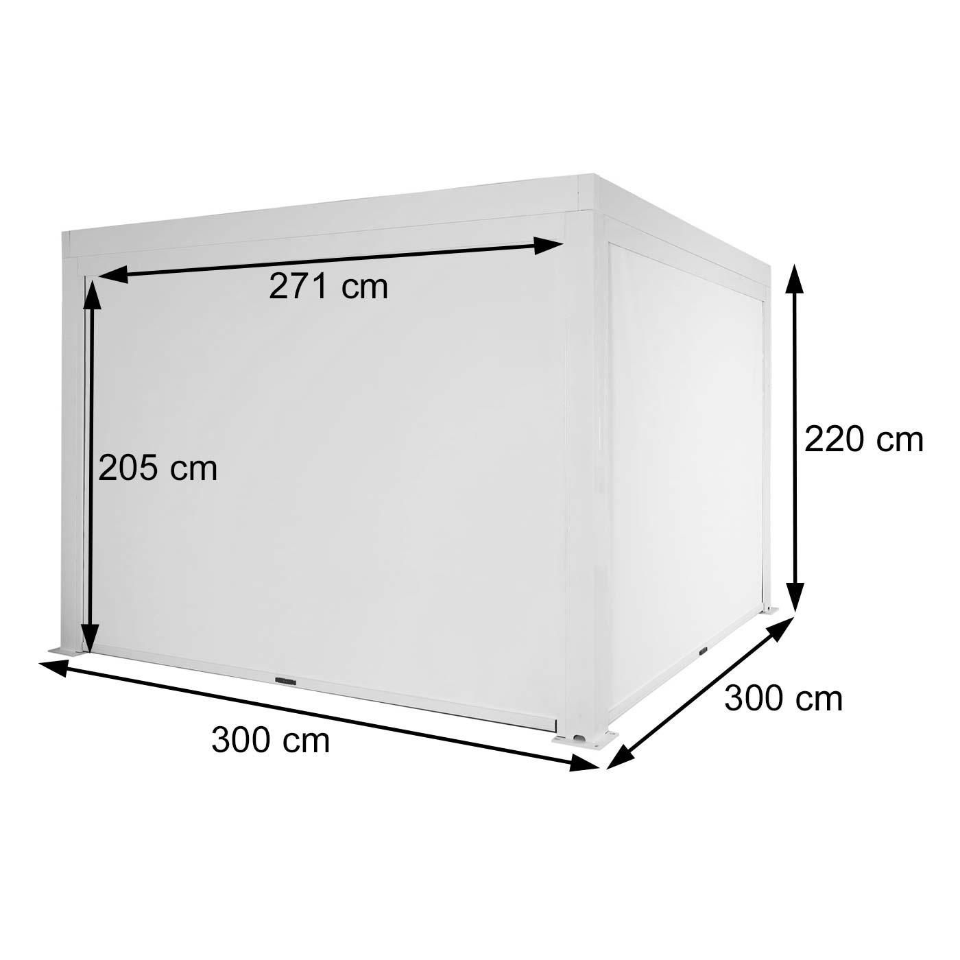 Cosmo Casa - Pergola met Zijwand - Lamellenpaviljoenrolgordijn Stormvast - Aluminium Frame - Wit - 3×3 m