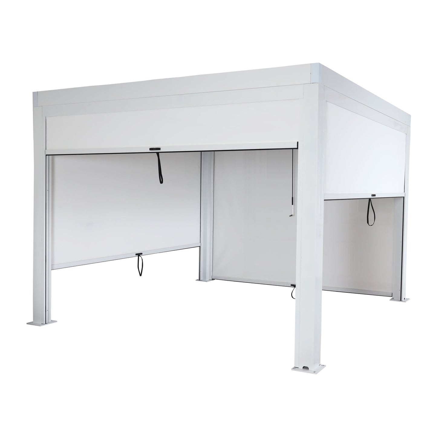 Cosmo Casa - Pergola met Zijwand - Lamellenpaviljoenrolgordijn Stormvast - Aluminium Frame - Wit - 3×3 m