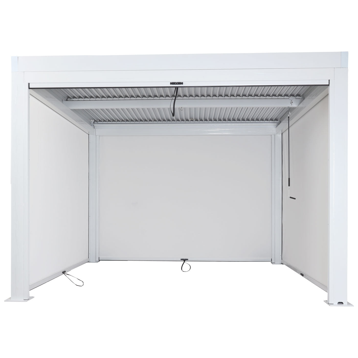 Cosmo Casa - Pergola met Zijwand - Lamellenpaviljoenrolgordijn Stormvast - Aluminium Frame - Wit - 3×3 m