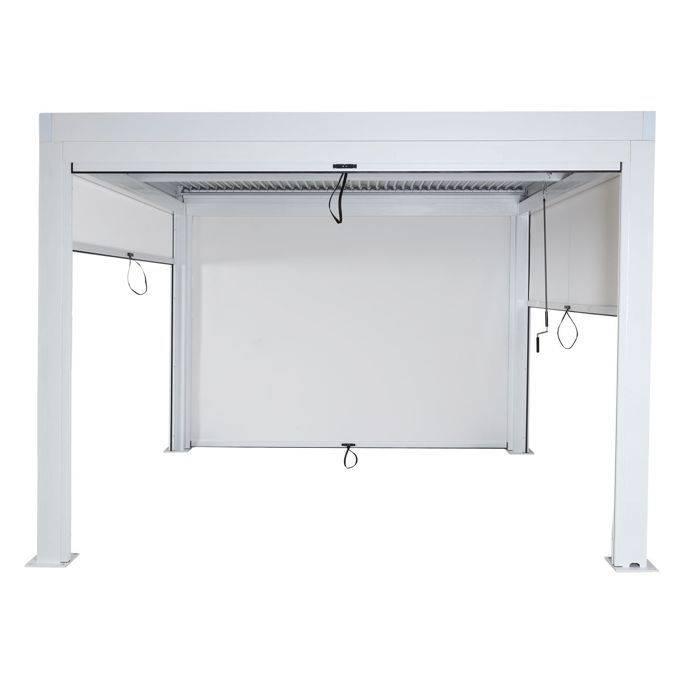 Cosmo Casa - Pergola met Zijwand - Lamellenpaviljoenrolgordijn Stormvast - Aluminium Frame - Wit - 3×3 m