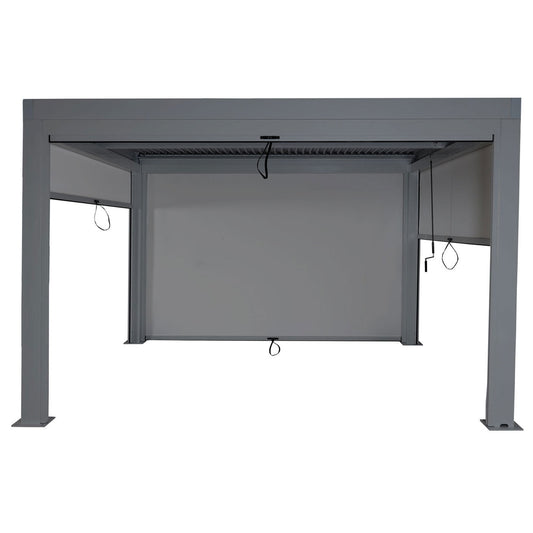Cosmo Casa - Pergola met Zijwand - Lamellenpaviljoenrolgordijn Stormvast - Aluminium Frame - Antraciet - 3×4 m