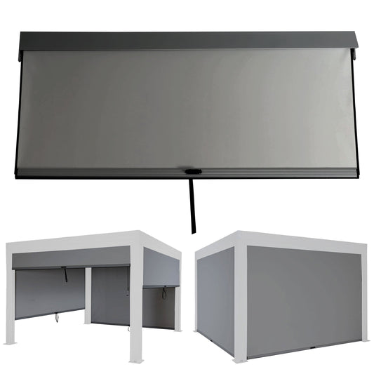 Cosmo Casa - Zijwand voor Pergola - Paviljoenrolgordijn Vervangende Zijwand - Stoftextiel - Antraciet - 3×4 m