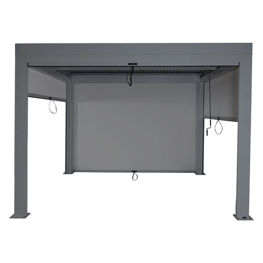 Cosmo Casa - Pergola met Zijwand - Lamellenpaviljoenrolgordijn Stormvast - Aluminium Frame - Antraciet - 3×3 m