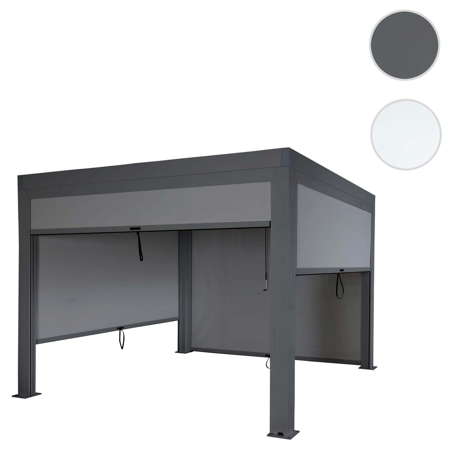 Cosmo Casa - Pergola met Zijwand - Lamellenpaviljoenrolgordijn Stormvast - Aluminium Frame - Antraciet - 3×3 m