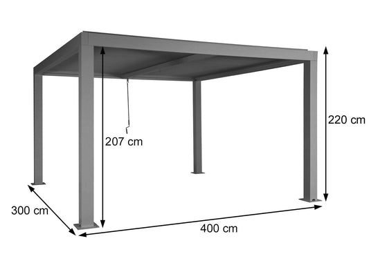 Cosmo Casa - Pergola - Lamellenpaviljoen met Regengoot Stormvast - Aluminium Frame - Antraciet - 3×4 m