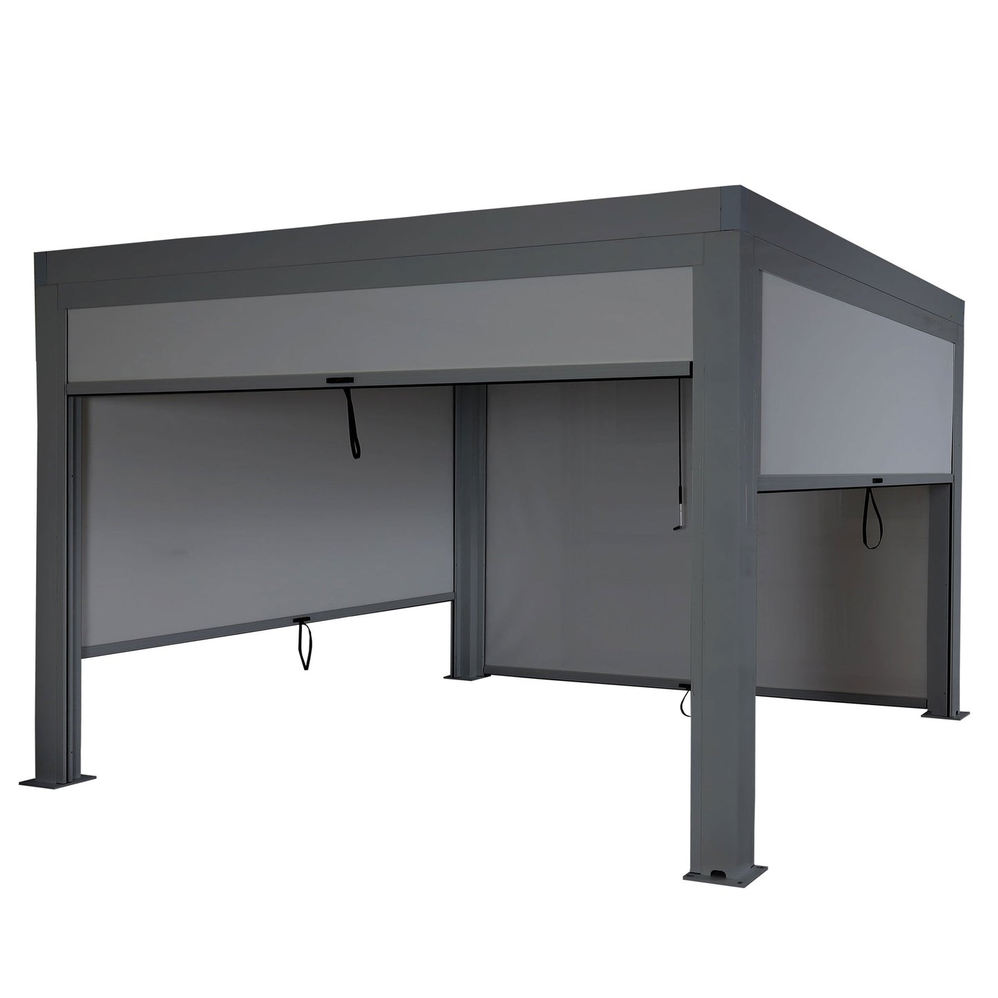 Cosmo Casa - Pergola met Zijwand - Lamellenpaviljoenrolgordijn Stormvast - Aluminium Frame - Antraciet - 3×4 m