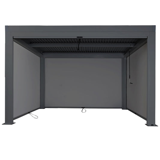 Cosmo Casa - Pergola met Zijwand - Lamellenpaviljoenrolgordijn Stormvast - Aluminium Frame - Antraciet - 3×4 m
