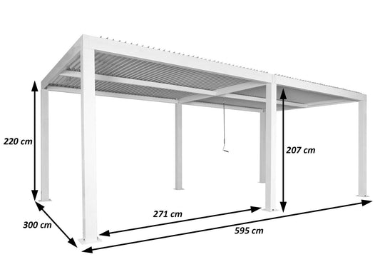 Cosmo Casa - Pergola - Lamellenpaviljoen met Regengoot Stormvast - Aluminium Frame - Antraciet - 3×6 m