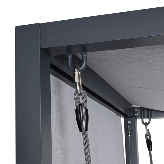 Cosmo Casa - Aluminium Hollywoodschommel - Tuinschommel met Ligfunctie en Dak - Olefin Textiel & Aluminium - Grijs - 195×221×131 cm