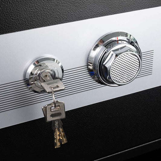 Cosmo Casa - Kluis - Brandwerend 60 min veilig dubbel grendelslot - Metaal - Zwart - 38×50×44 cm (19 l)