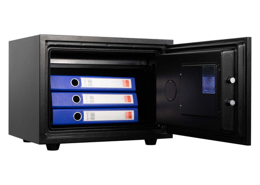 Cosmo Casa - Kluis - Brandwerend 60 min veilig dubbel grendelslot - Metaal - Zwart - 38×50×44 cm (19 l)