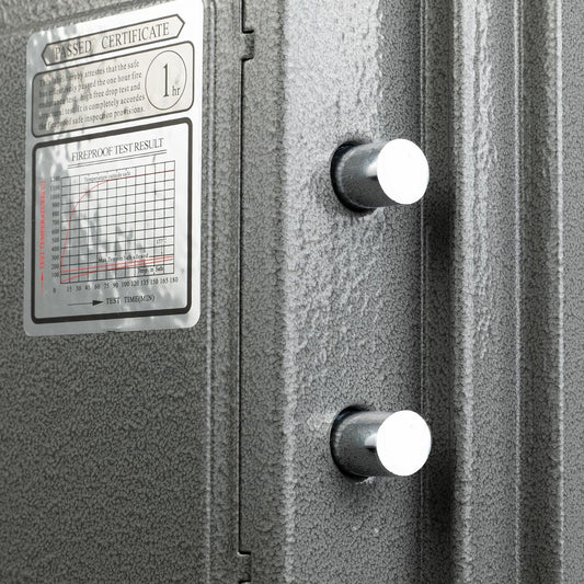 Cosmo Casa - Kluis - Brandwerend 60 min dubbel grendelslot - Metaal - Grijs - 38×50×44 cm (19 l)