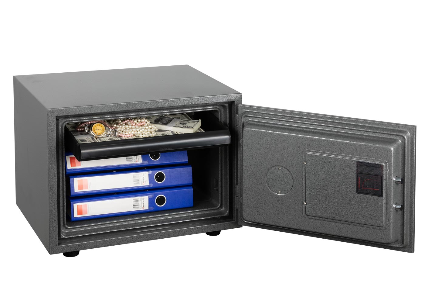 Cosmo Casa - Kluis - Brandwerend 60 min dubbel grendelslot - Metaal - Grijs - 38×50×44 cm (19 l)