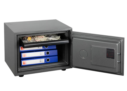 Cosmo Casa - Kluis - Brandwerend 60 min dubbel grendelslot - Metaal - Grijs - 38×50×44 cm (19 l)