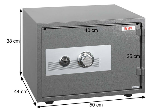 Cosmo Casa - Kluis - Brandwerend 60 min veilig dubbel grendelslot - Metaal - Wit - 38×50×44 cm (19 l)