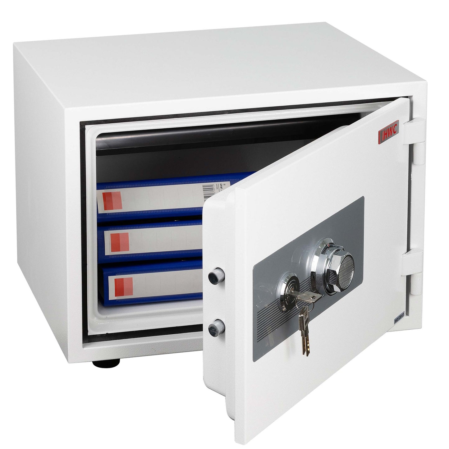 Cosmo Casa - Kluis - Brandwerend 60 min veilig dubbel grendelslot - Metaal - Wit - 38×50×44 cm (19 l)