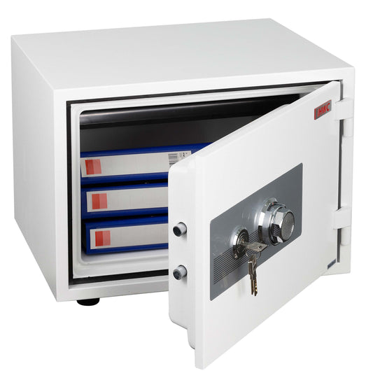 Cosmo Casa - Kluis - Brandwerend 60 min veilig dubbel grendelslot - Metaal - Wit - 38×50×44 cm (19 l)