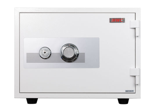 Cosmo Casa - Kluis - Brandwerend 60 min veilig dubbel grendelslot - Metaal - Wit - 38×50×44 cm (19 l)