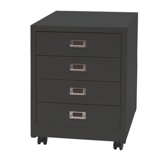 Cosmo Casa - Rolcontainer - Ladekast Archiefkast - Metaal - Donkergrijs - 55×40×41 cm (4 laden)