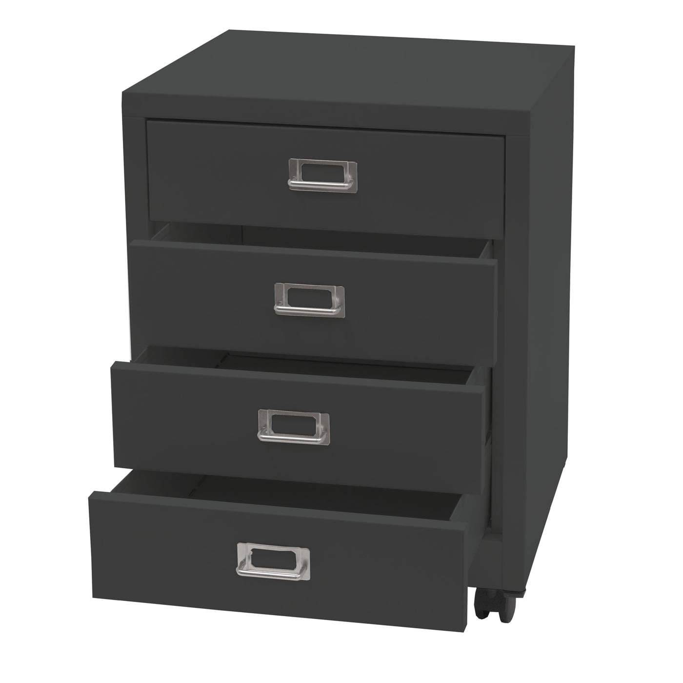 Cosmo Casa - Rolcontainer - Ladekast Archiefkast - Metaal - Donkergrijs - 55×40×41 cm (4 laden)