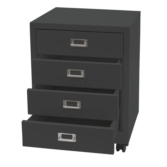 Cosmo Casa - Rolcontainer - Ladekast Archiefkast - Metaal - Donkergrijs - 55×40×41 cm (4 laden)