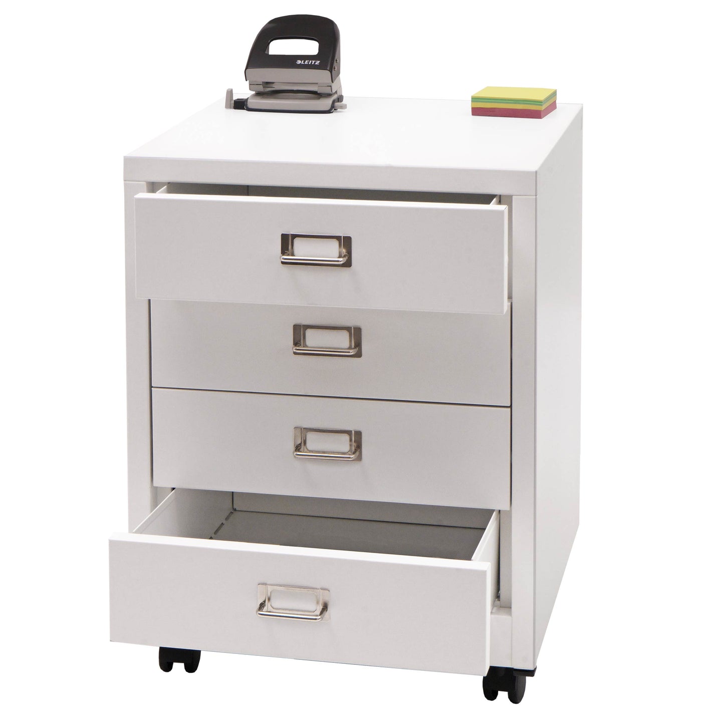 Cosmo Casa - Rolcontainer - Ladekast Archiefkast - Metaal - Wit - 55×40×41 cm (4 laden)