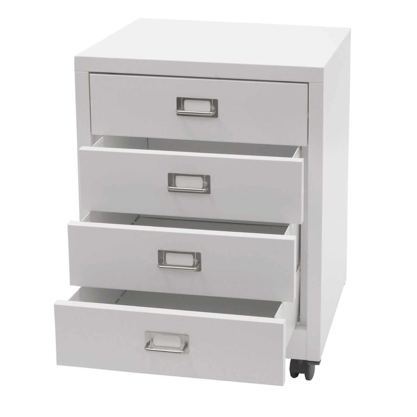 Cosmo Casa - Rolcontainer - Ladekast Archiefkast - Metaal - Wit - 55×40×41 cm (4 laden)