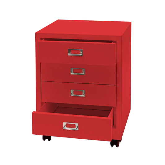 Cosmo Casa - Rolcontainer - Ladekast Archiefkast - Metaal - Rood - 55×40×41 cm (4 laden)