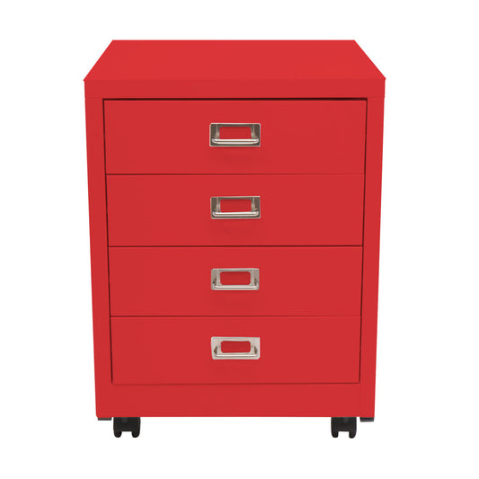 Cosmo Casa - Rolcontainer - Ladekast Archiefkast - Metaal - Rood - 55×40×41 cm (4 laden)