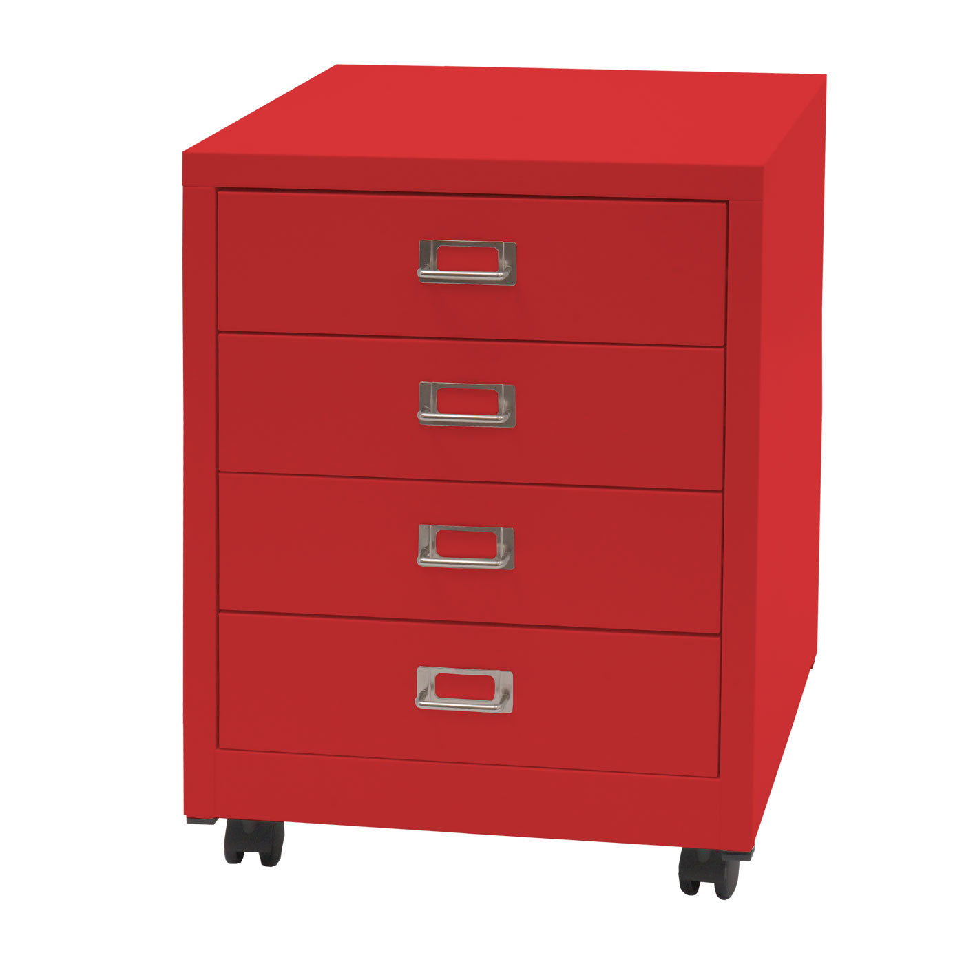 Cosmo Casa - Rolcontainer - Ladekast Archiefkast - Metaal - Rood - 55×40×41 cm (4 laden)