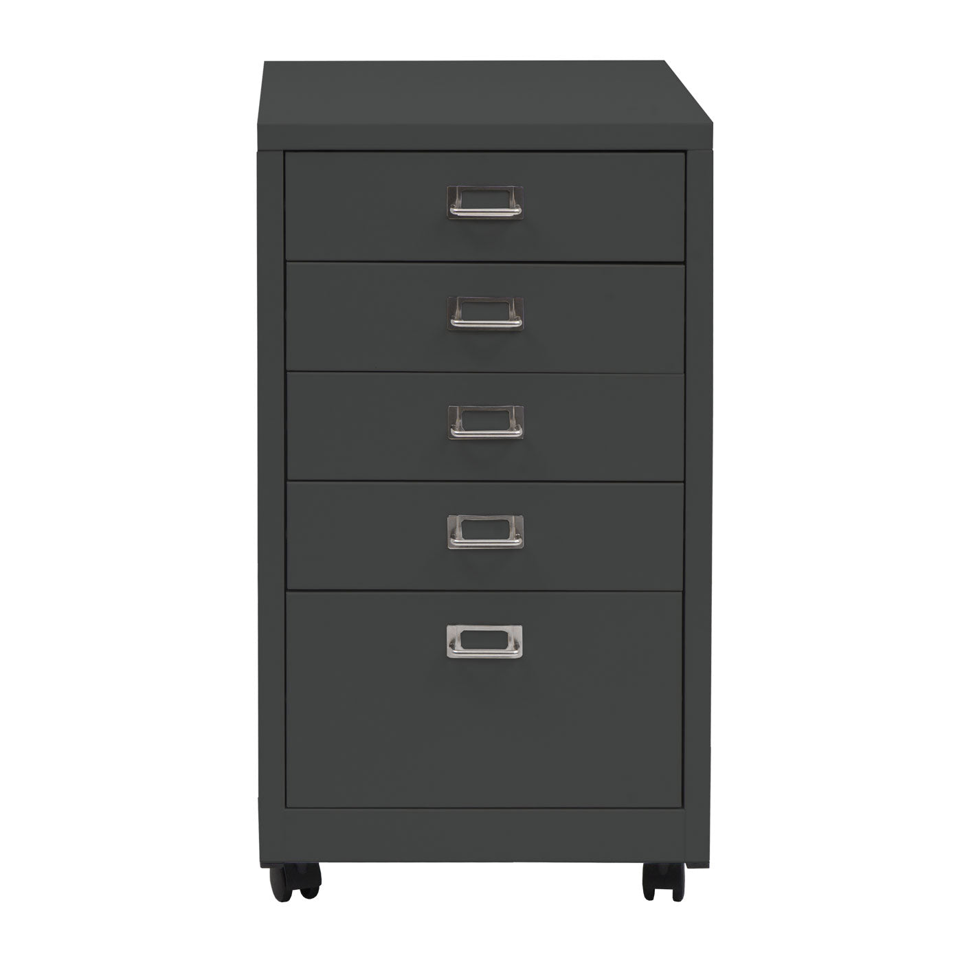 Cosmo Casa - Rolcontainer - Ladekast Archiefkast - Metaal - Donkergrijs - 75×40×41 cm (5 laden)