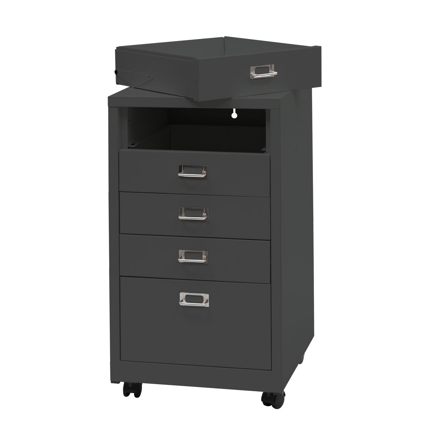 Cosmo Casa - Rolcontainer - Ladekast Archiefkast - Metaal - Donkergrijs - 75×40×41 cm (5 laden)