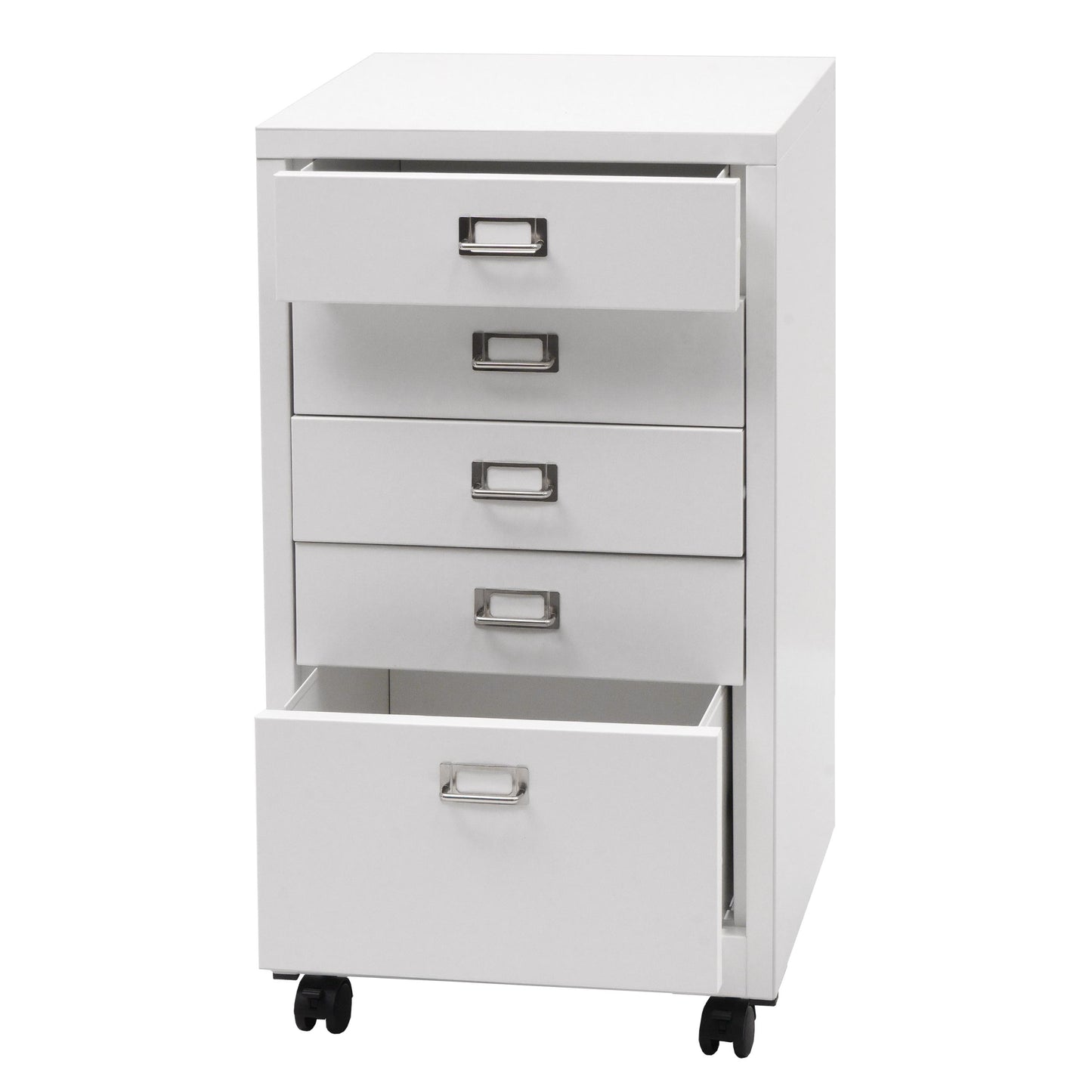 Cosmo Casa - Rolcontainer - Ladekast Archiefkast - Metaal - Wit - 75×40×41 cm (5 laden)