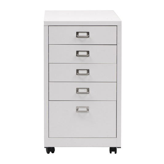 Cosmo Casa - Rolcontainer - Ladekast Archiefkast - Metaal - Wit - 75×40×41 cm (5 laden)