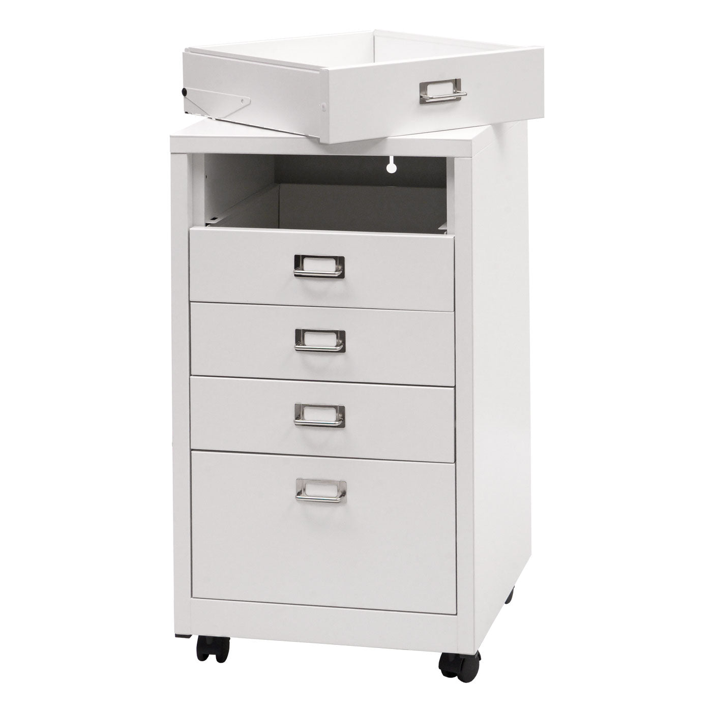 Cosmo Casa - Rolcontainer - Ladekast Archiefkast - Metaal - Wit - 75×40×41 cm (5 laden)