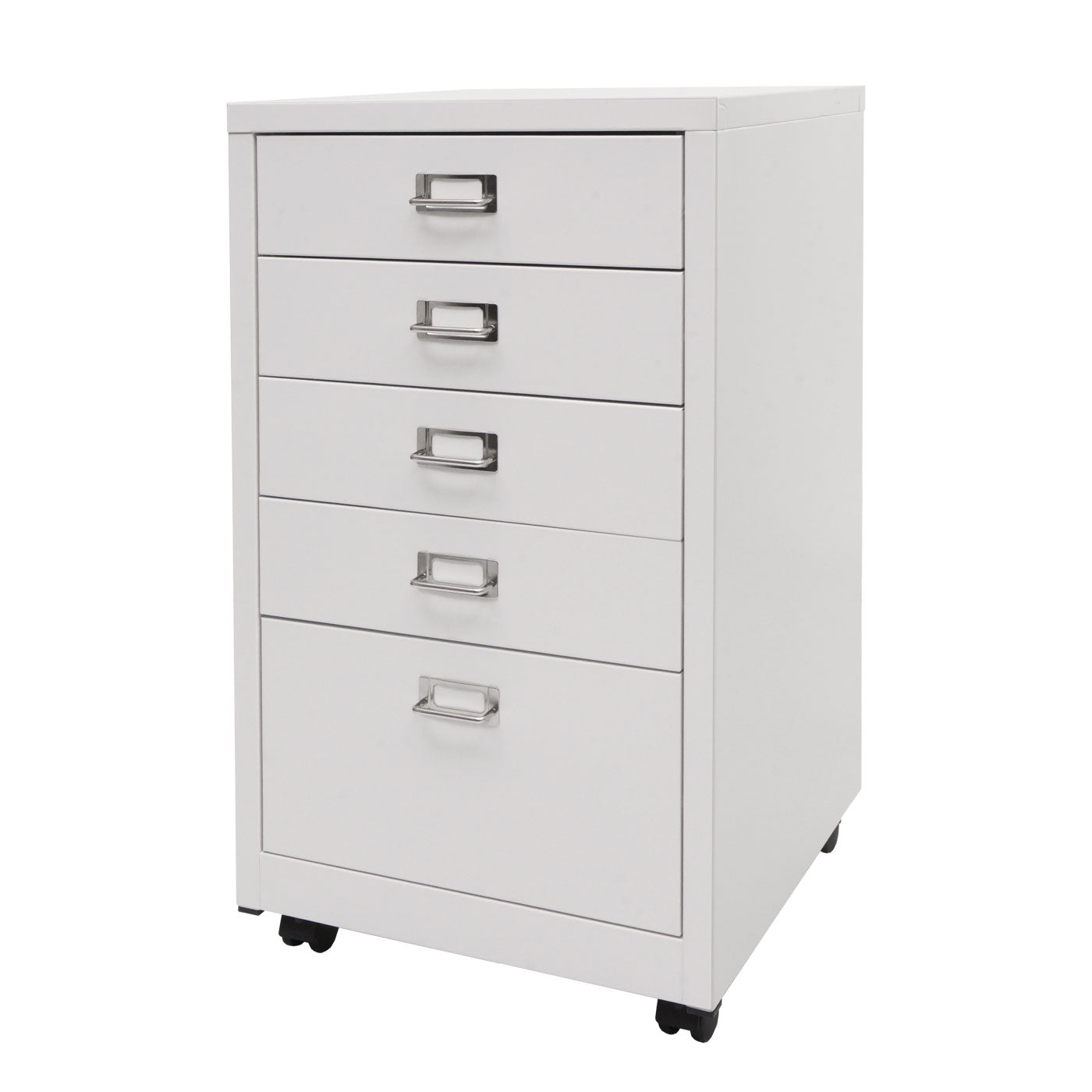 Cosmo Casa - Rolcontainer - Ladekast Archiefkast - Metaal - Wit - 75×40×41 cm (5 laden)