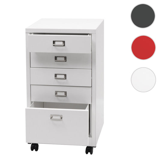 Cosmo Casa - Rolcontainer - Ladekast Archiefkast - Metaal - Wit - 75×40×41 cm (5 laden)