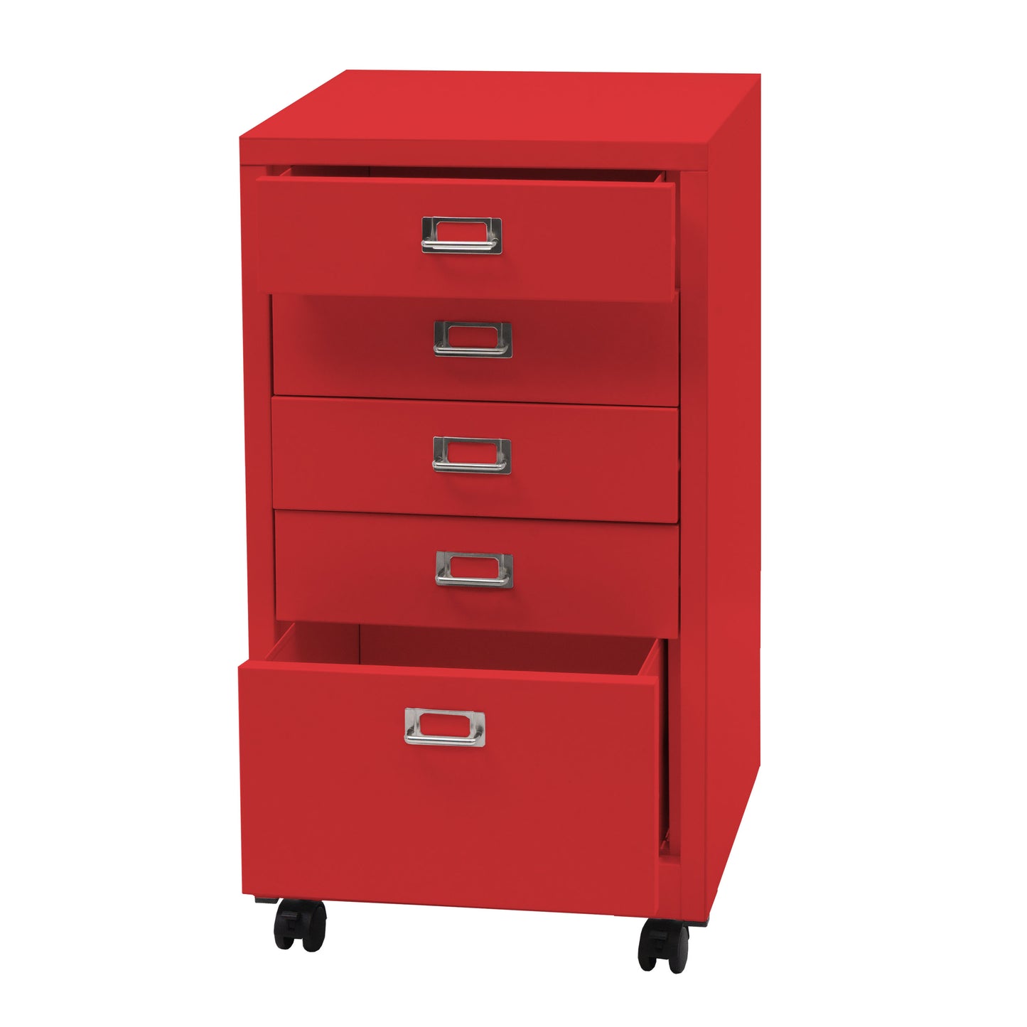 Cosmo Casa - Rolcontainer - Ladekast Archiefkast - Metaal - Rood - 75×40×41 cm (5 laden)
