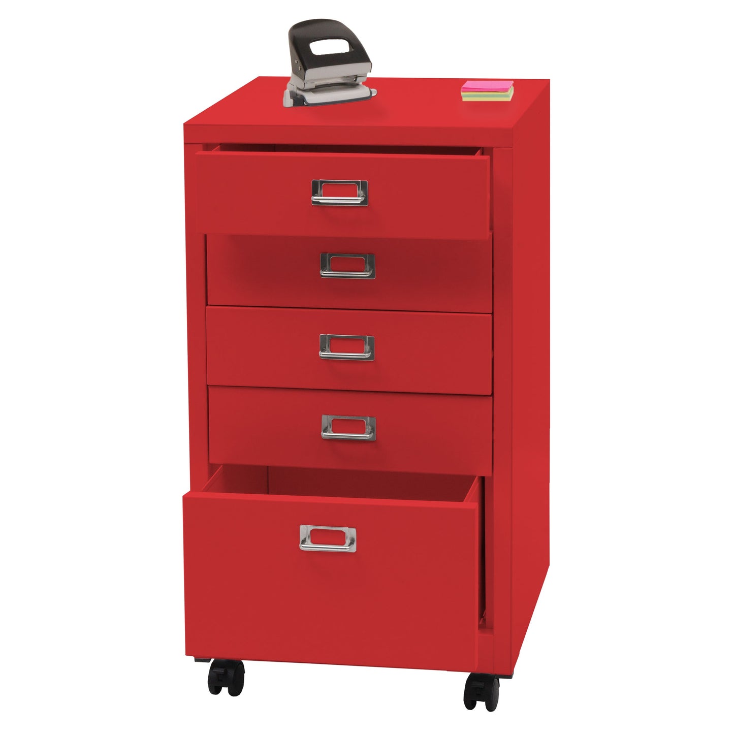 Cosmo Casa - Rolcontainer - Ladekast Archiefkast - Metaal - Rood - 75×40×41 cm (5 laden)