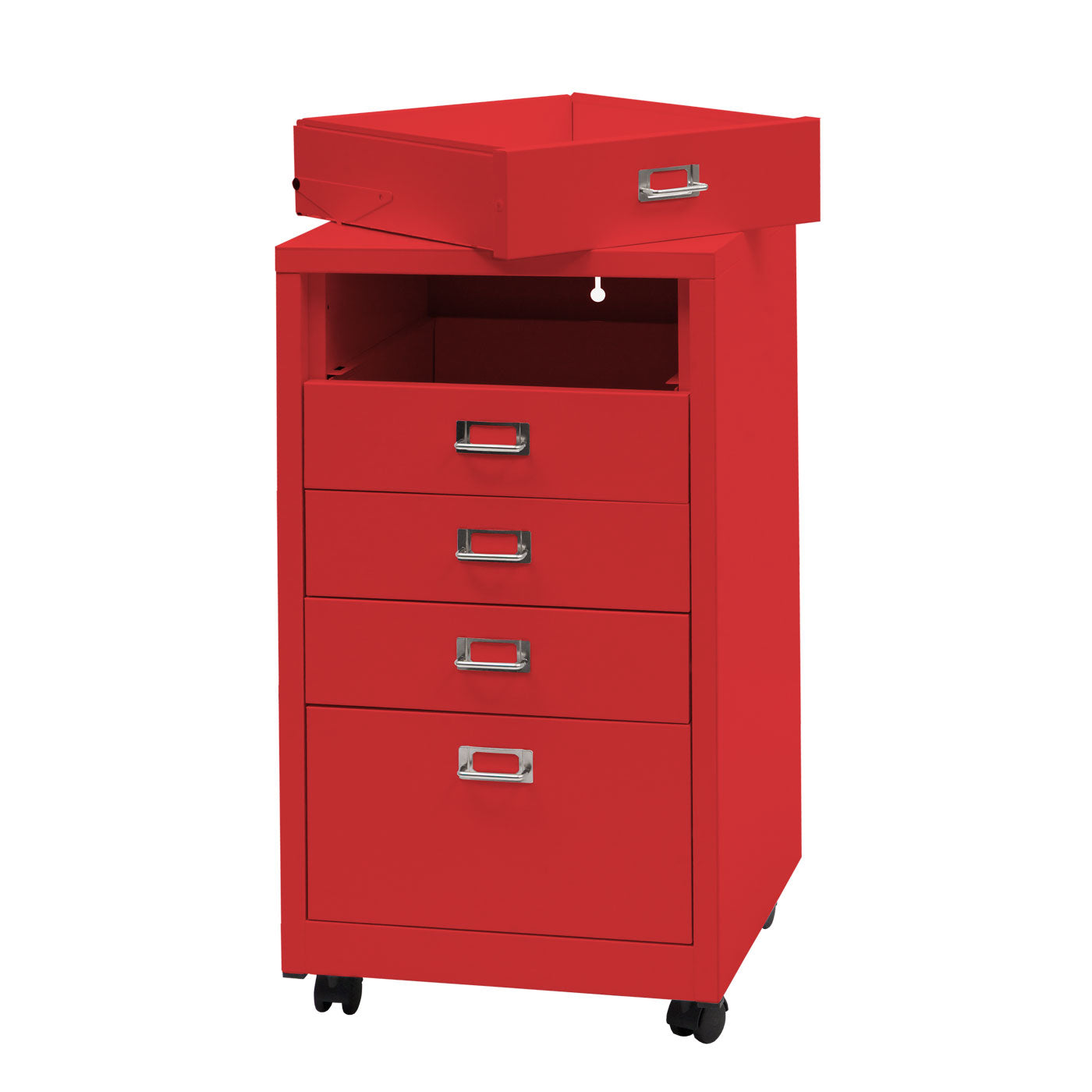 Cosmo Casa - Rolcontainer - Ladekast Archiefkast - Metaal - Rood - 75×40×41 cm (5 laden)