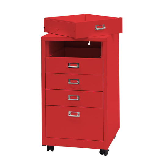 Cosmo Casa - Rolcontainer - Ladekast Archiefkast - Metaal - Rood - 75×40×41 cm (5 laden)