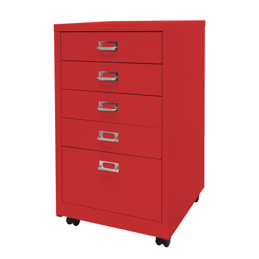 Cosmo Casa - Rolcontainer - Ladekast Archiefkast - Metaal - Rood - 75×40×41 cm (5 laden)