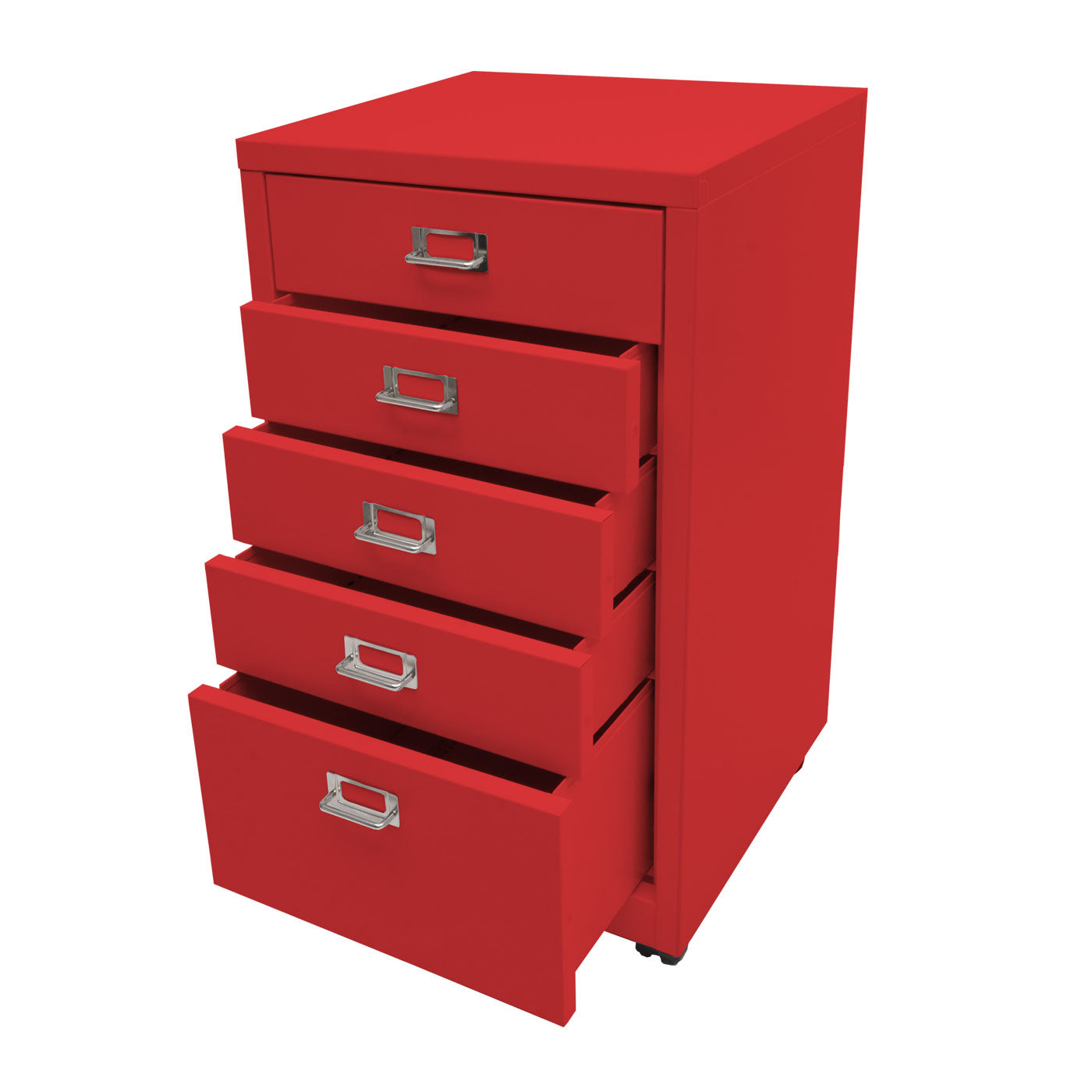Cosmo Casa - Rolcontainer - Ladekast Archiefkast - Metaal - Rood - 75×40×41 cm (5 laden)