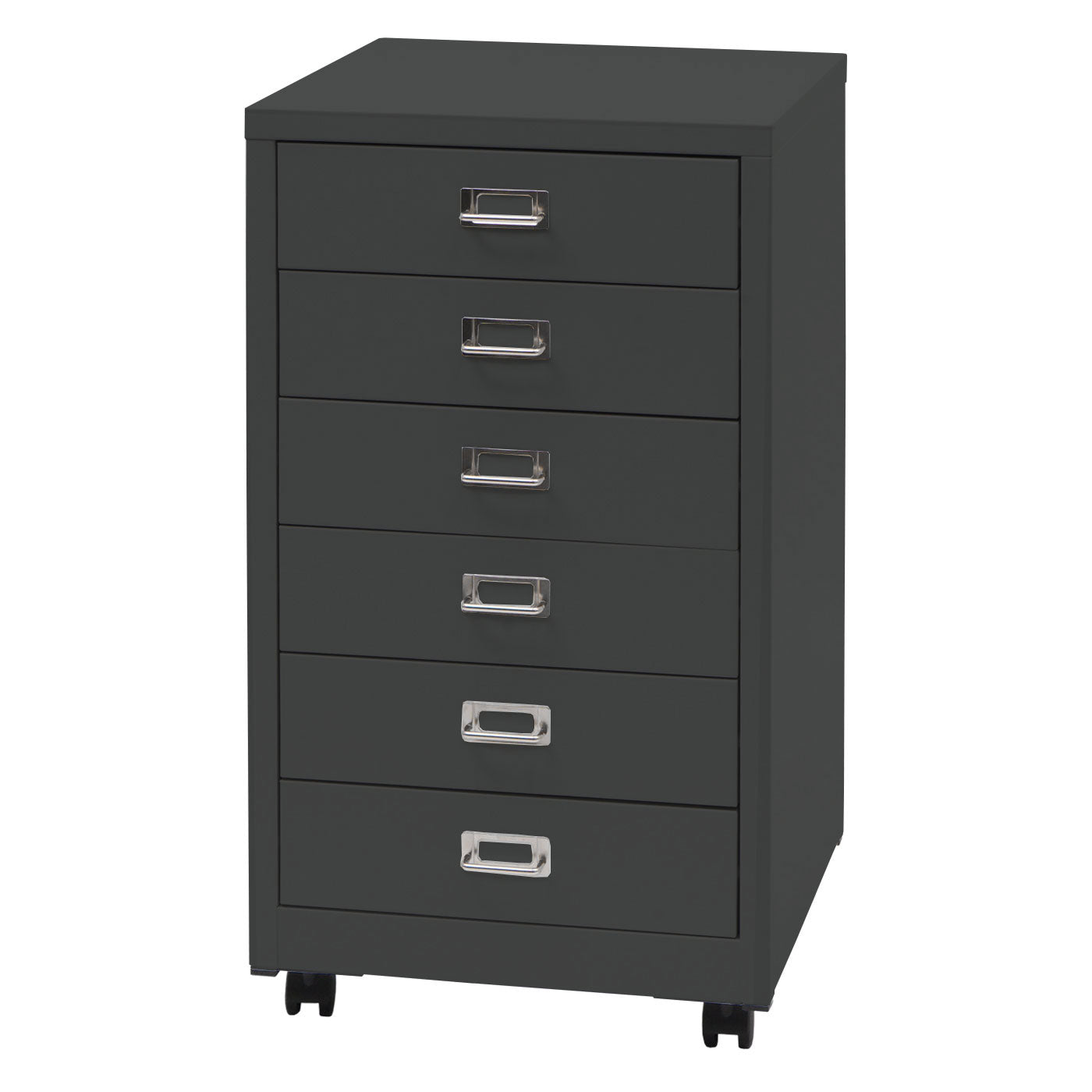 Cosmo Casa - Rolcontainer - Ladekast / Archiefkast - Stalen Kast met 6 Laden - Metaal - Donkergrijs - 75×40×41 cm