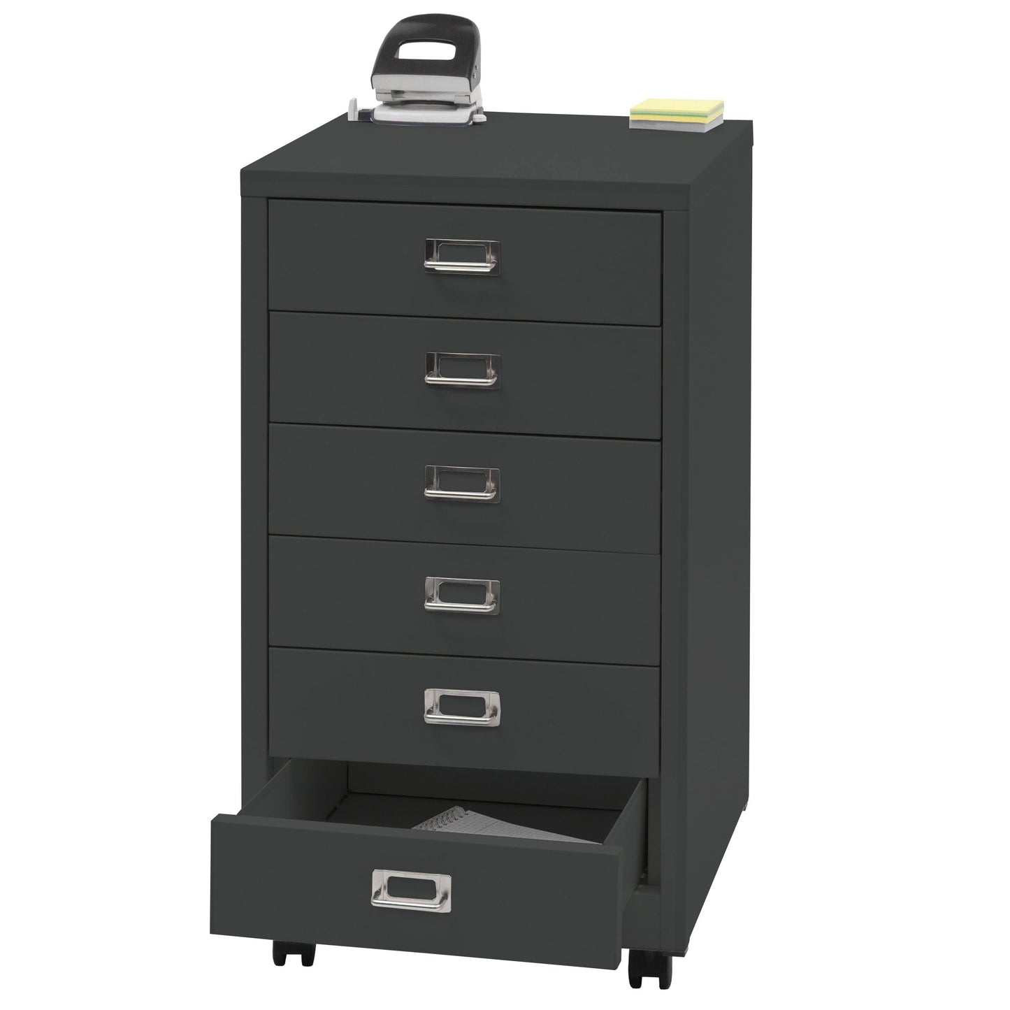 Cosmo Casa - Rolcontainer - Ladekast / Archiefkast - Stalen Kast met 6 Laden - Metaal - Donkergrijs - 75×40×41 cm