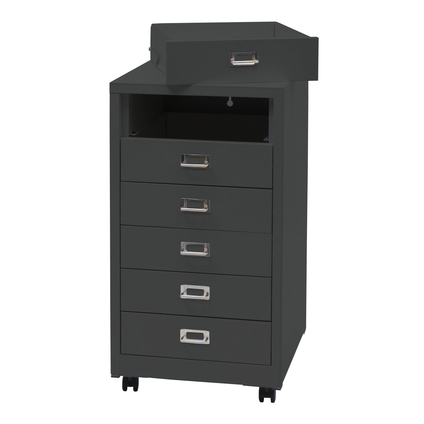 Cosmo Casa - Rolcontainer - Ladekast / Archiefkast - Stalen Kast met 6 Laden - Metaal - Donkergrijs - 75×40×41 cm