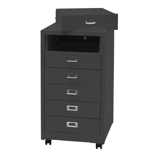 Cosmo Casa - Rolcontainer - Ladekast / Archiefkast - Stalen Kast met 6 Laden - Metaal - Donkergrijs - 75×40×41 cm